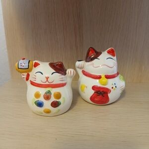 Ceramic Cute Cat Lucky Coin Bank for Wealth PIGGY BANK Set Of 2